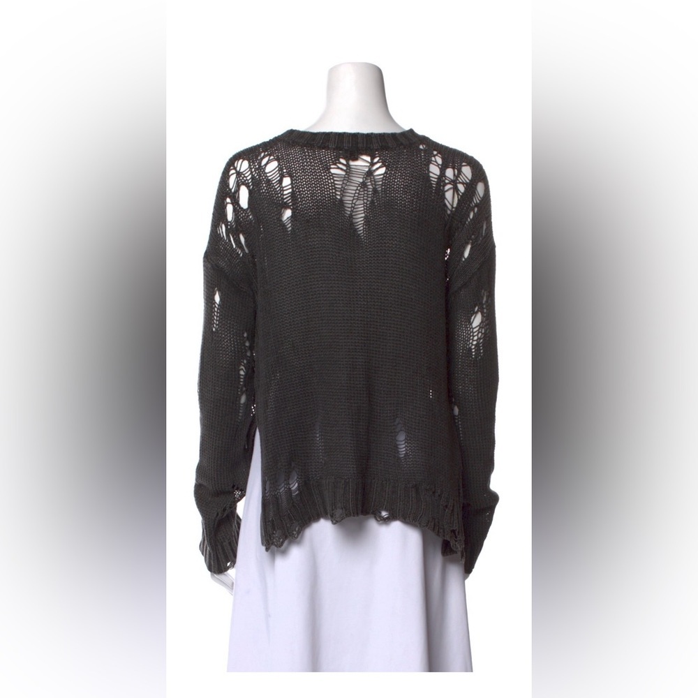 R13 Acid Shredded Distressed Black Women's Crewneck Sweater sz S - Picture 3 of 5